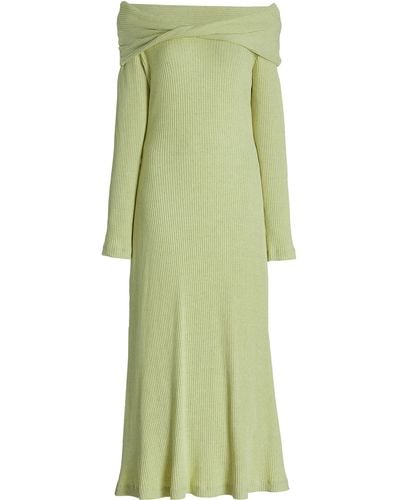 Mara Hoffman Emery Off-the-shoulder Organic Cotton-blend Midi Dress - Green