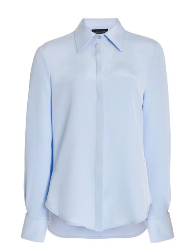 Brandon Maxwell Spence Silk Crepe Button-down Shirt - Blue