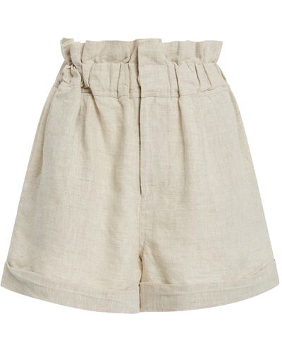 Posse Exclusive Ducky Oversized Paperbag-waist Linen Shorts - Multicolor