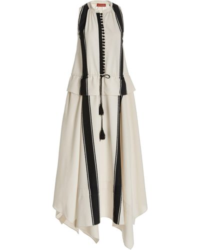 Altuzarra Penelope Tasseled Striped Woven Maxi Dress - White