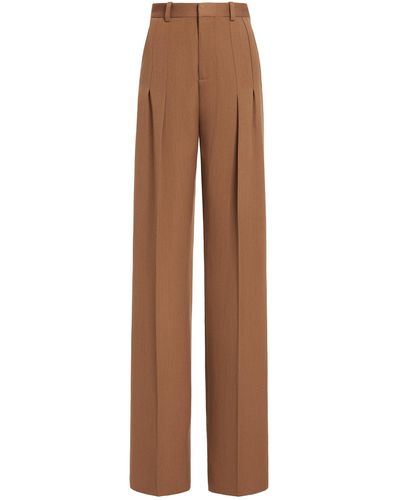 Victoria Beckham Pleated High-waisted Straight-leg Pants - Brown
