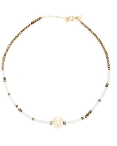 Joie DiGiovanni 14k Gold, Aquamarine, Pyrite And Pearl Necklace - Metallic