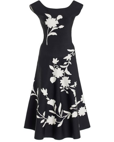 Carolina Herrera Floral Midi Dress - Black