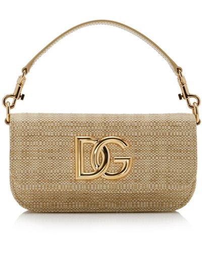 Dolce & Gabbana Woven Raffia Shoulder Bag - Metallic