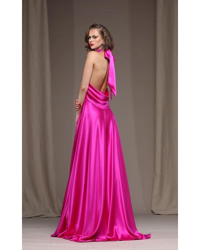 Naeem Khan Silk-charmeuse Halter Gown - Pink
