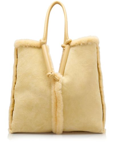 Bottega Veneta Reversible Oversized Shearling Tote Bag - Natural