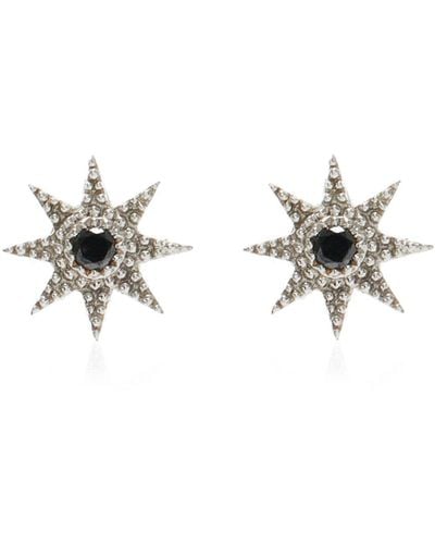 Colette Glow Star 18k White Gold Diamond Earrings - Black