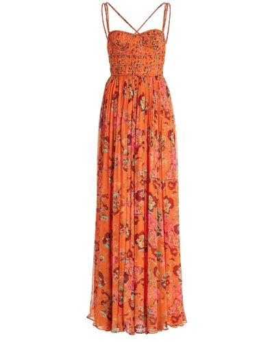 Ulla Johnson Ines Floral-printed Silk Maxi Dress - Orange