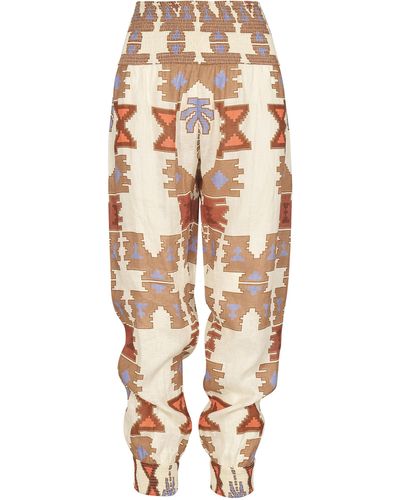 Johanna Ortiz Exclusive Quechua Ecru Incaica Linen Trousers - Multicolour