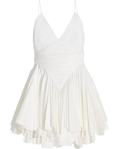 Khaite Margot Pleated Cotton Mini Dress - White