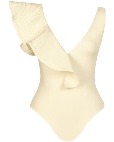 Johanna Ortiz Santa Clara Ruffled Asymmetric One-piece Swimsuit - White