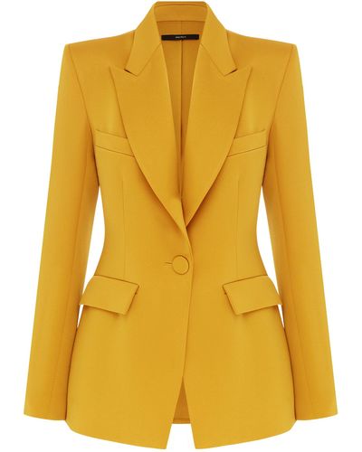 Alex Perry Single-breasted Satin Crepe Blazer - Yellow