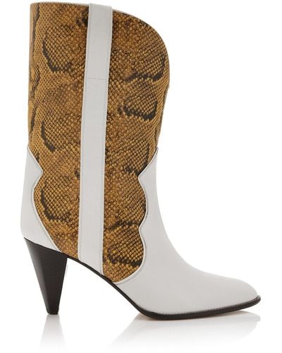 Isabel Marant Witney Leather Western Boots - White