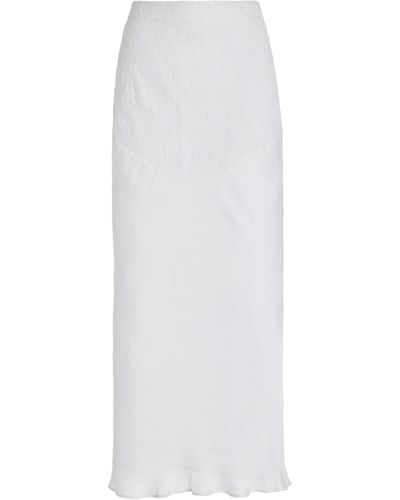 All That Remains Raya Embroidered-satin Skirt - White