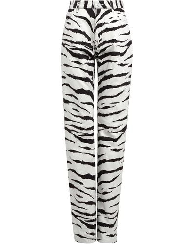 Alaïa Zebra-print Straight-leg Jeans - White