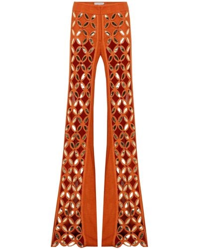 RAISA & VANESSA Embellished Cotton Pants - Orange