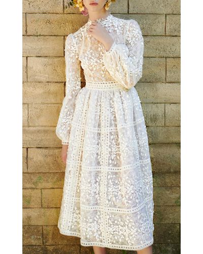 Costarellos Bridal Tea Length Dress - White