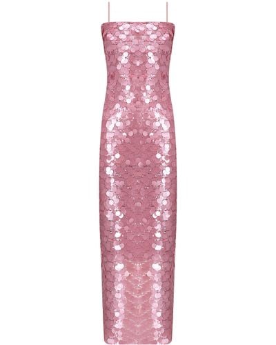The New Arrivals Ilkyaz Ozel Phoenix Paillette Sequined Midi Dress - Pink