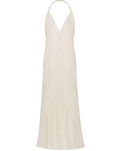 Anna October Charlize Crystal-strap Draped Maxi Dress - White