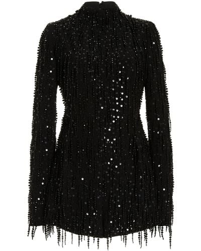 Carolina Herrera Embroidered Turtleneck Romper - Black