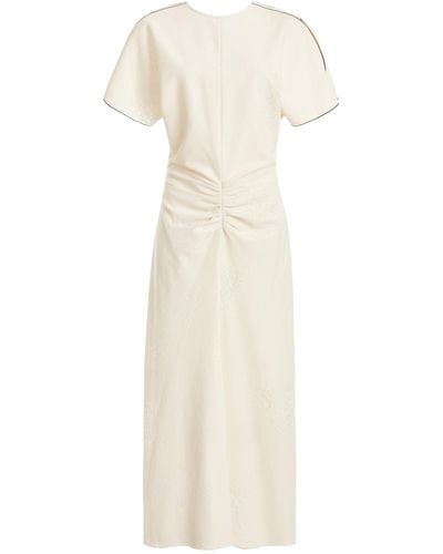 Victoria Beckham Gathered Lace Cotton Midi Dress - White