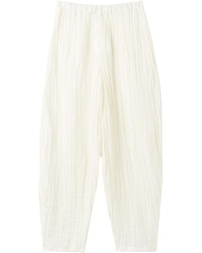 By Malene Birger Mikele Raw Edge Crinkled Linen Trousers - White