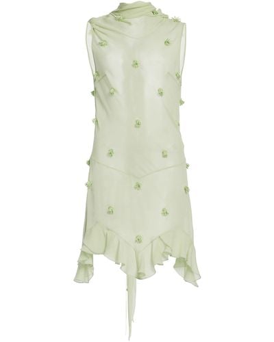 Stella McCartney Bead-embellished Silk Chiffon Mini Dress - Green
