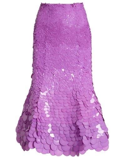 Oscar de la Renta Paillette-sequined Midi Skirt - Purple