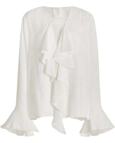 Givenchy Ruffled Silk-jacqurd Top - White