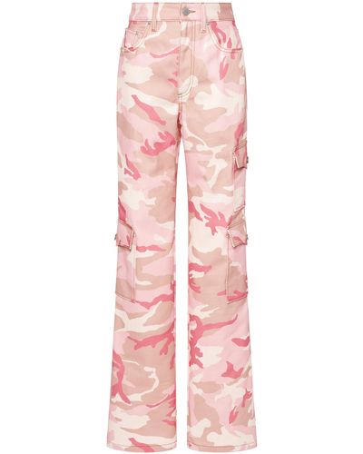 Alessandra Rich Camouflage Gabardine Cargo Pants - Pink