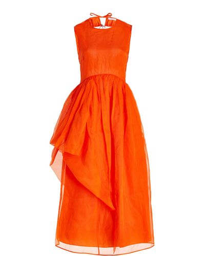 Cecilie Bahnsen Fang Cotton Midi Dress - Orange
