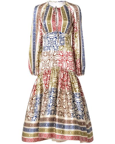 Silvia Tcherassi Caronia Printed Silk Midi Dress - Multicolour