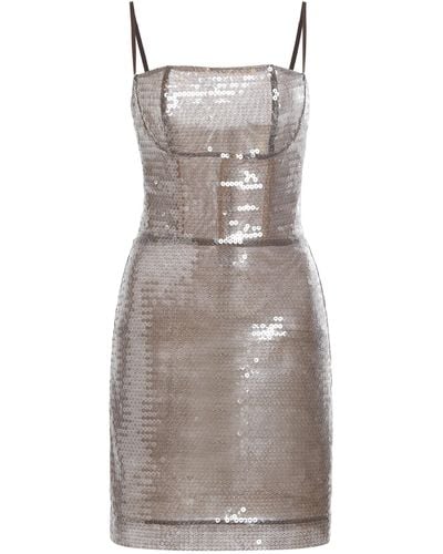 Nensi Dojaka Kendall Sequined Mini Dress - Gray