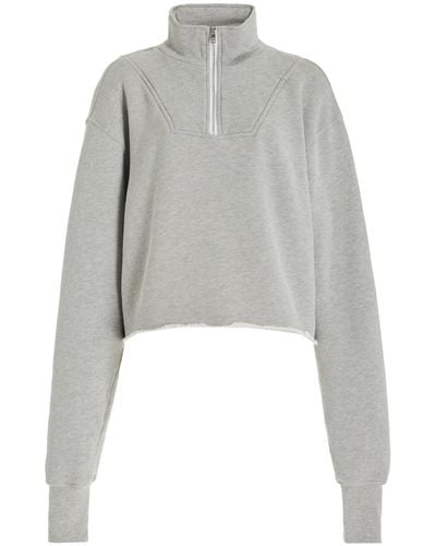 Les Tien Haley Cropped Half-zip Cotton Sweatshirt - Grey