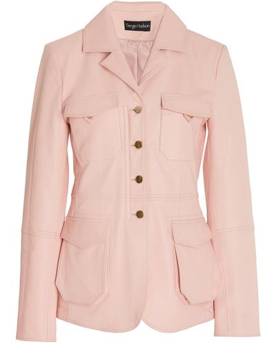 Sergio Hudson Leather Safari Jacket - Pink