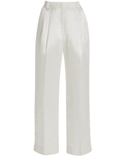 Aje. Portray Pleated Linen-blend Trousers - White
