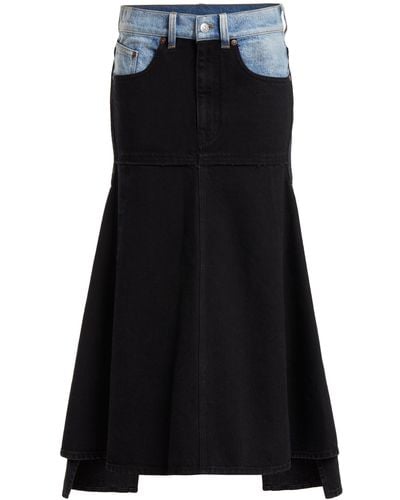 Victoria Beckham Patched Denim Midi Skirt - Black