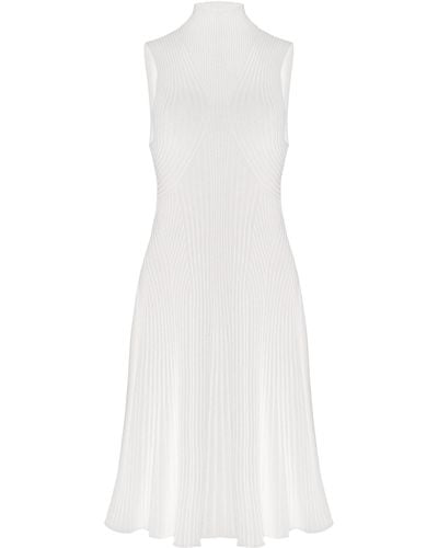 Chloé Ribbed-knit Wool Turtleneck Mini Dress - White