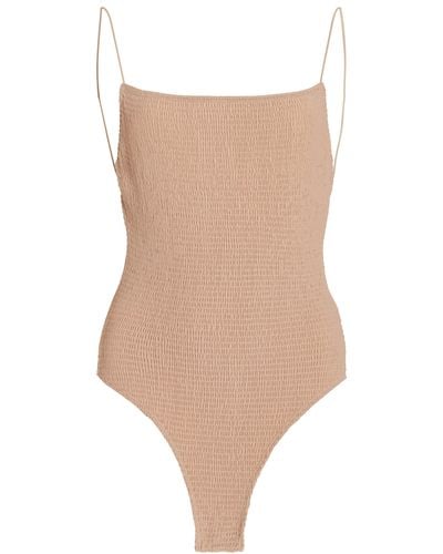 Totême Smocked One-piece Swimsuit - Natural
