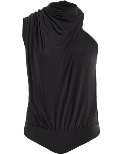 Johanna Ortiz Sereno Alba Gathered Jersey Bodysuit - Black