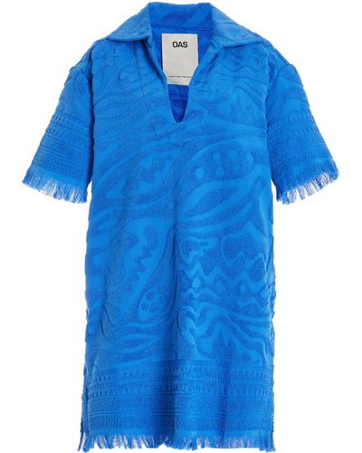 Oas Aya Cotton Terry Mini Beach Dress - Blue