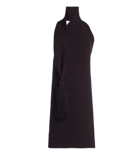 Bottega Veneta Tasselled Wool-knit Mini Dress - Brown