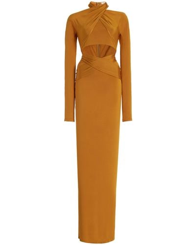LAPOINTE Cotton-blend Jersey Maxi Wrap Dress - Orange