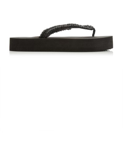 Carrie Forbes Flip Raffia Platform Sandals - Black