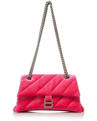 Balenciaga Hourglass Quilted Velvet Chain Bag - Red