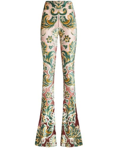 Etro Flocked Velour Flare Trousers - Multicolour