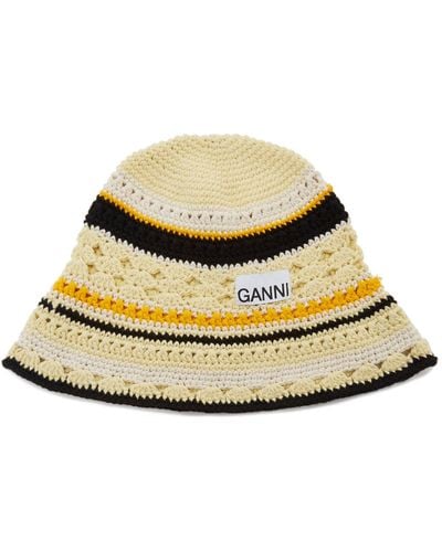 Ganni Crocheted Cotton Hat - Yellow