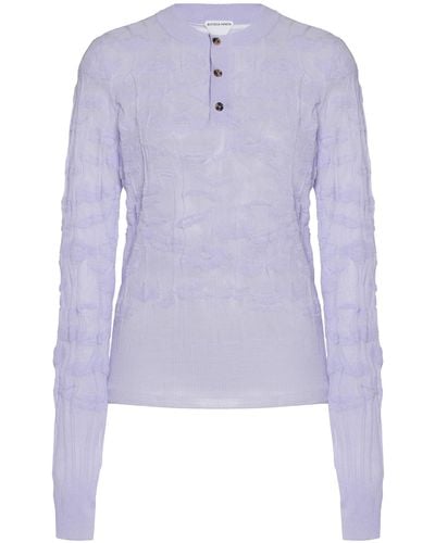 Bottega Veneta Flower-knit Cotton-blend Sweater - Purple