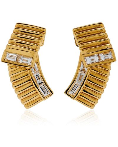 Maison Tjoeng Midnight Adagio 18k Yellow Gold Diamond Earrings - White