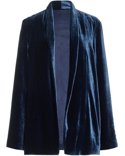 Galvan London Velvet Blazer Jacket - Blue